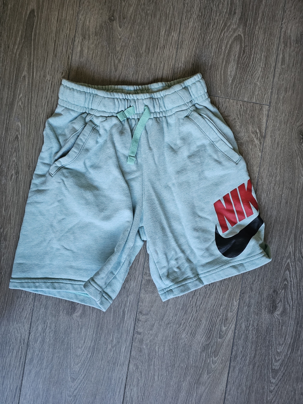 Nike Kids Aqua Shorts with Red and Black Logo
